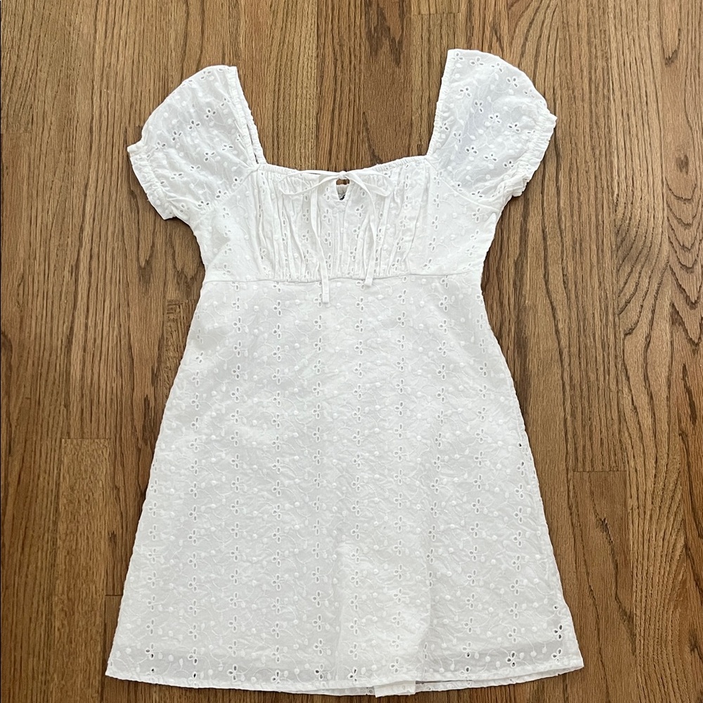 Hollister White Eyelet Dress with Puff Sleeves